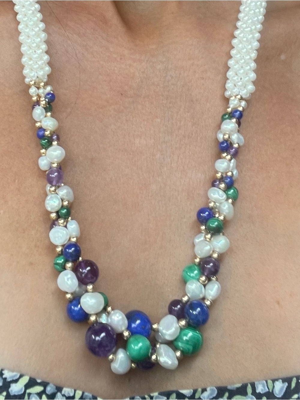 Multicolor Pearl and Gemstone Bead Necklace